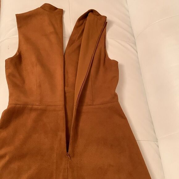 Alex Marie Faux Suede V-Neck Zipper Closure Brown Size 4 - Picture 7 of 10